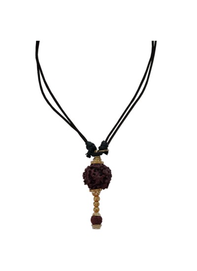 Menjewell Spiritual Sterling Brown Rudraksha Hanuman Gada Design Pendant With Chain