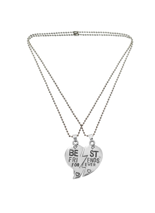 Silver Best Friend For Ever Fashion Broken Heart Dual Pendants