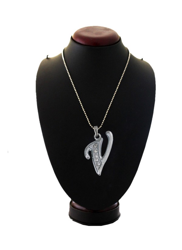 Silver  V- Alphabet Pendant 