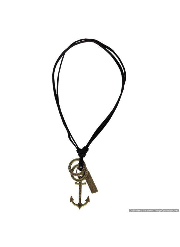 Leather String  Anchor Maritime Ship Pendant