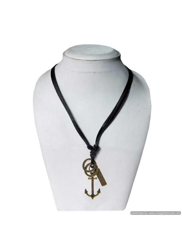 Leather String  Anchor Maritime Ship Pendant