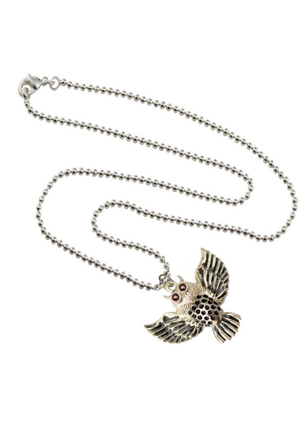 Silver::Black Owl Fashion Chain Bird Pendant 