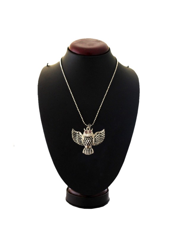 Silver::Black Owl Fashion Chain Bird Pendant 