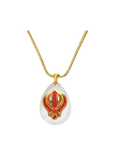Gold::Red Exclusive Khanda Sikh Emblem Inspired Pendant 
