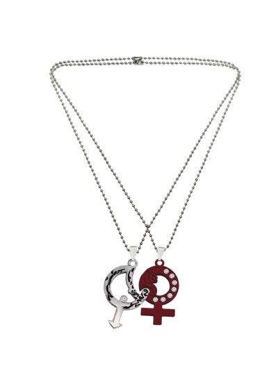 Menjewell Couple Jewelley Antique Key With Male, Female Symbol Love Pendant