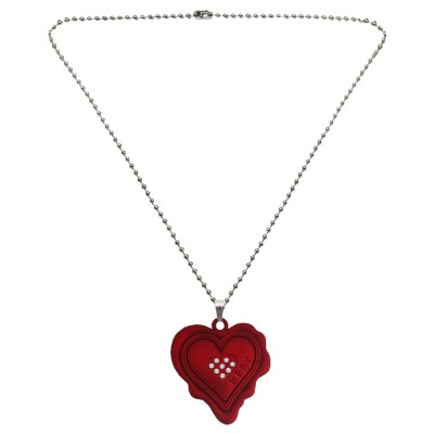 Menjewell ♥ Heart ♥ Jewellery Maroon Unique Friend Design Heart Pendant