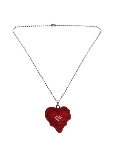 Menjewell ♥ Heart ♥ Jewellery Maroon Unique Friend Design Heart Pendant