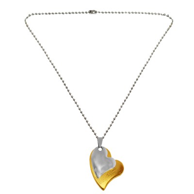 Couple Jewellery Silver & Gold Unique Design Heart On Heart Shape Love Pendant