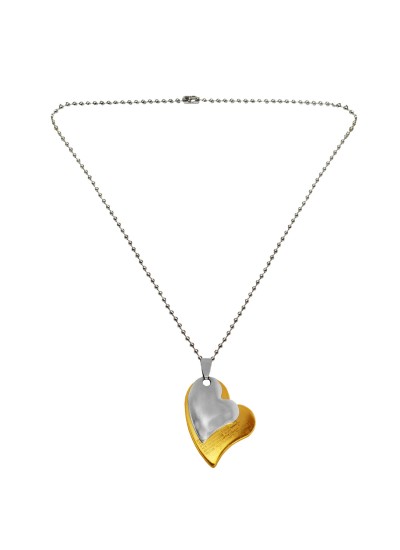 Couple Jewellery Silver & Gold Unique Design Heart On Heart Shape Love Pendant