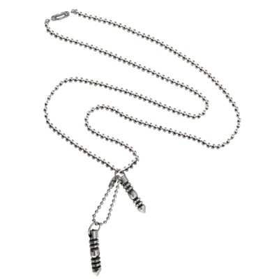 Menjewell New Collection Silver Dog Tag With Bullet Fashion Pendant