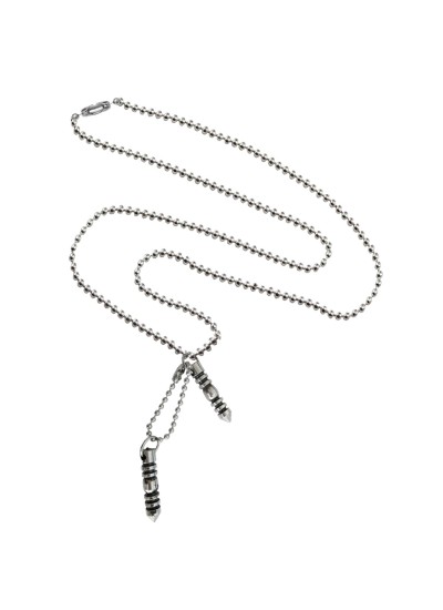 Menjewell New Collection Silver Dog Tag With Bullet Fashion Pendant