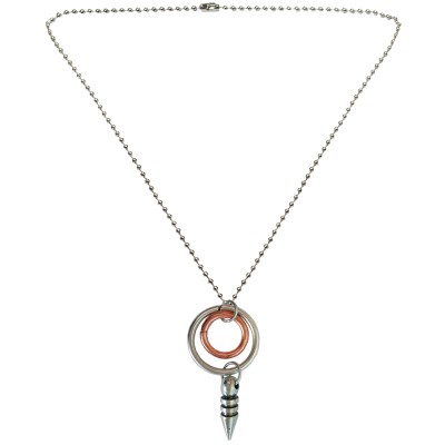 Menjewell New Collection Silver::Copper Round Ring With Bullet Fashion Pendant