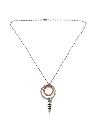 Menjewell New Collection Silver::Copper Round Ring With Bullet Fashion Pendant