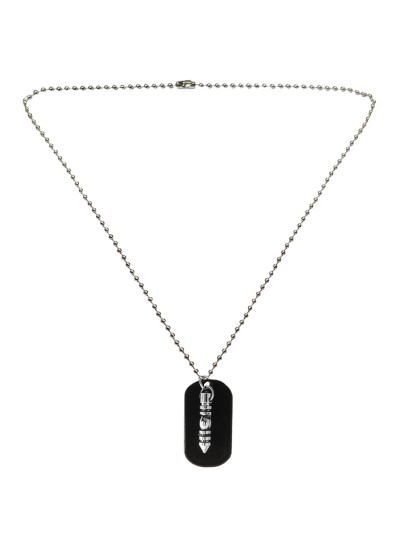 Menjewell New Collection Black::Silver Bullet Dog Tag Fashion Pendant