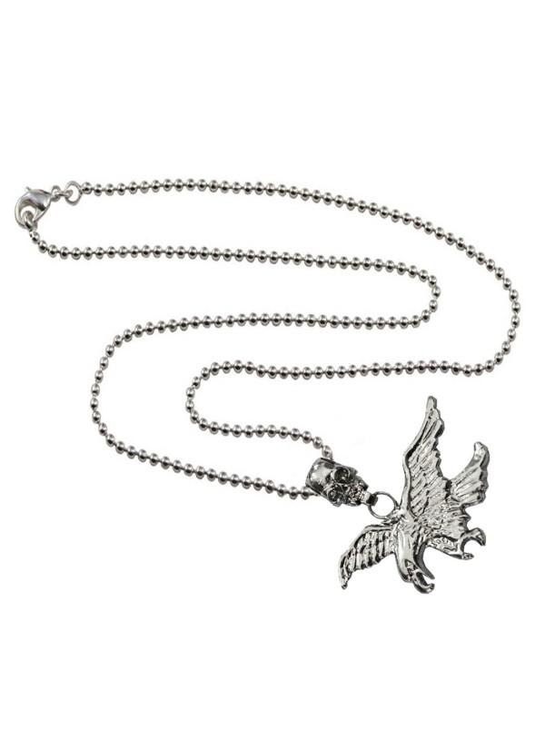 Elegant Silver Eagle With Human Skull Fashion Birds Pendant