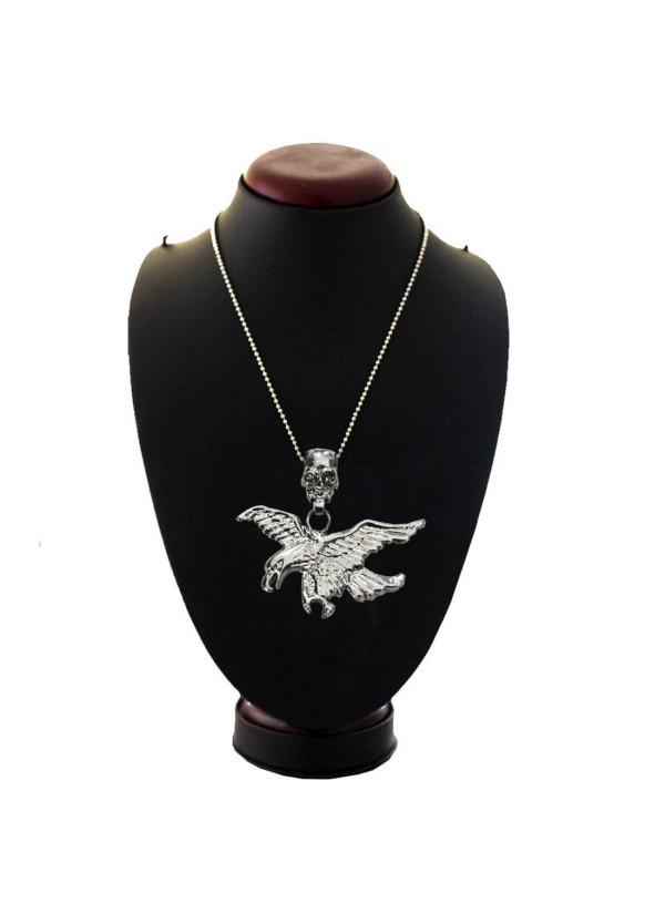 Elegant Silver Eagle With Human Skull Fashion Birds Pendant