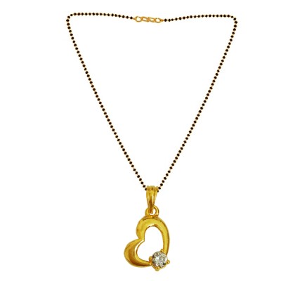 Latest Fashion Heart Shape American Diamond Heart Shape Micro Gold Pendant Mangalsutra