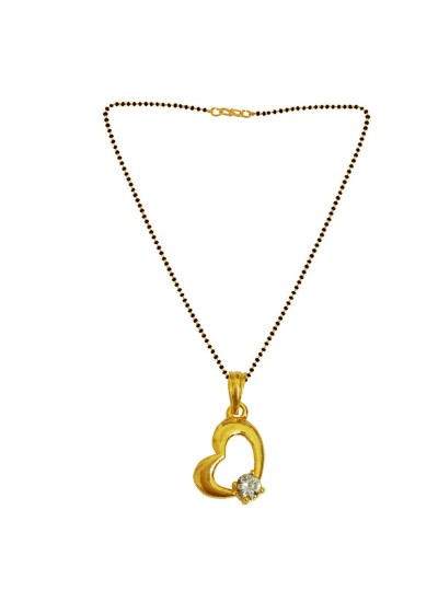 Latest Fashion Heart Shape American Diamond Heart Shape Micro Gold Pendant Mangalsutra