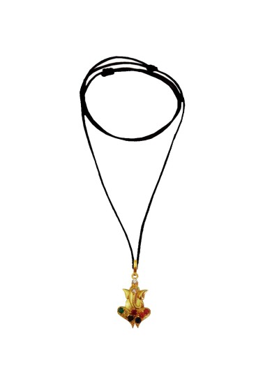 Navratna Ganesha Gold-plated Quartz Brass Pendant By Menjewell