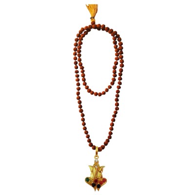 Navratna Ganesha Gold-plated Quartz Brass Pendant By Menjewell