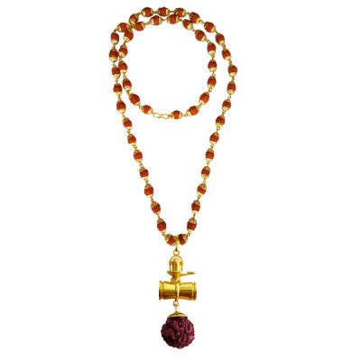 Shiva Shivling Rudraksha Damru Pendant