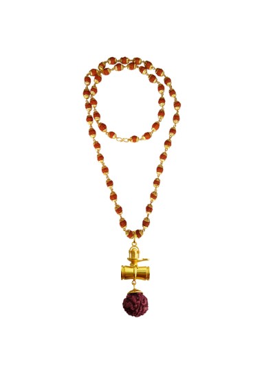 Shiva Shivling Rudraksha Damru Pendant