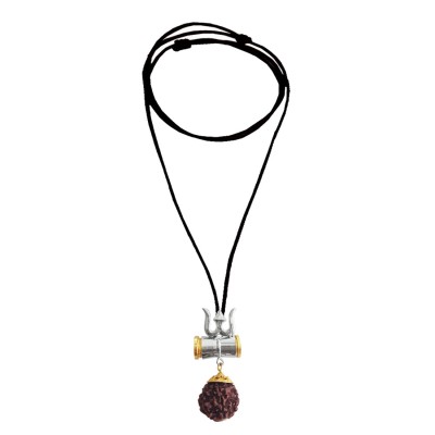 Shiva Shivling Rudraksha Damru Pendant