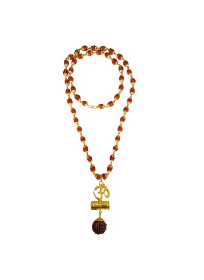 Mahadev Shiva Om Rudraksha Damru Pendant