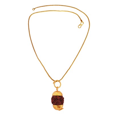 Gold Cap Rudrksha With Chain Pendant 