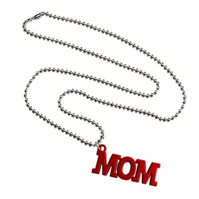 Menjewell Mothers Day Special  Red:Silver  'MOM' Name Design Pendant