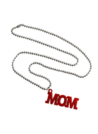 Menjewell Mothers Day Special  Red:Silver  'MOM' Name Design Pendant