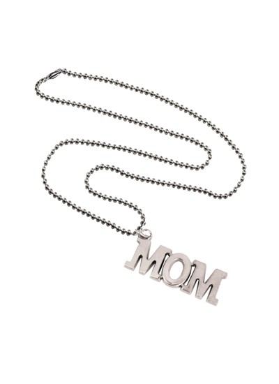 Menjewell Mothers Day Special  Silver 'MOM' Name Design Pendant  