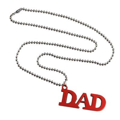 Menjewell Father Day Special  Red:Silver 'DAD' Name Design Pendant 