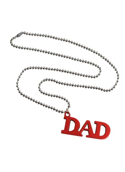 Menjewell Father Day Special  Red:Silver 'DAD' Name Design Pendant 