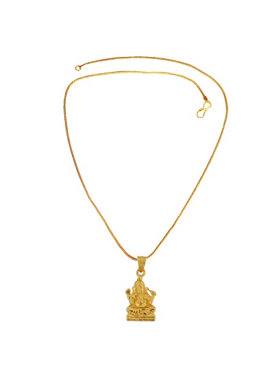 Gold Plated Vighnaharta Ganesha/Ganpati Religious God Mini Pendant with Chain for Men & Boys