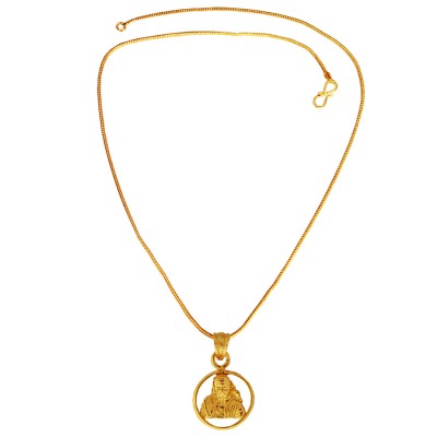 Gold Plated Lord Sai Baba Mini Pendant with Chain for Men & Boys