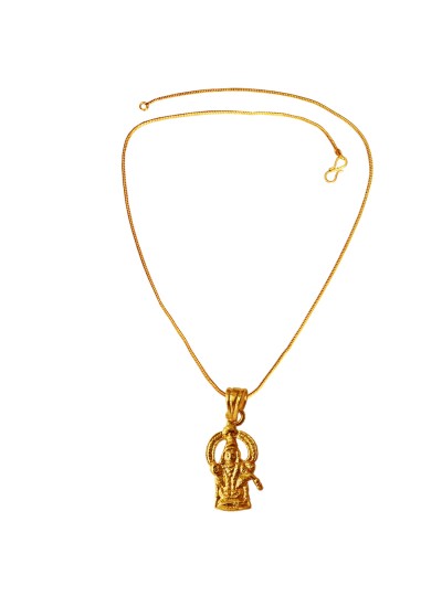 Gold Plated Lord Ayyapa Swami Mini Pendant with Chain for Men & Boys