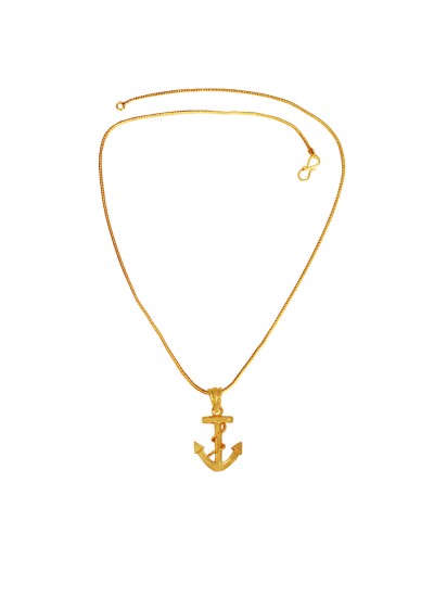 Gold Plated Nautical Helm Anchor With Rope Design Pendant For Men & Boy