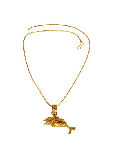 Gold Plated Antique Lucky Fish Pendant For Men & Boys