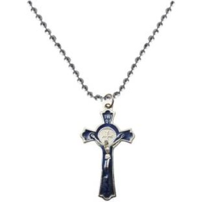 Elegant Blue Jesus Christ Cross Pendant