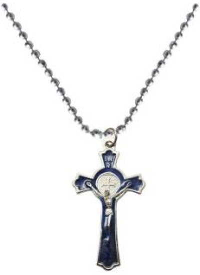 Elegant Blue Jesus Christ Cross Pendant