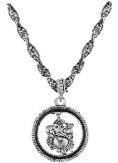 Black::Silver  Shri Ganesha Pendant 