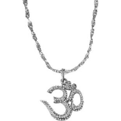 Silver Stone studded OM Pendant 