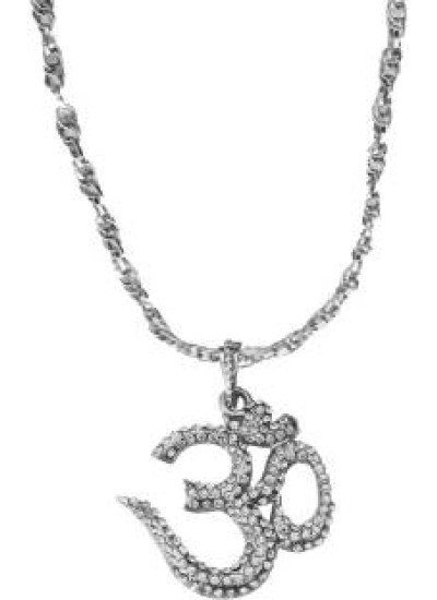 Silver Stone studded OM Pendant 