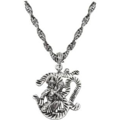 silver  Om With Hanumanji Chain Pendant 