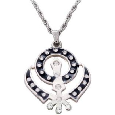 Elegant Black  Khanda Chain Pendant