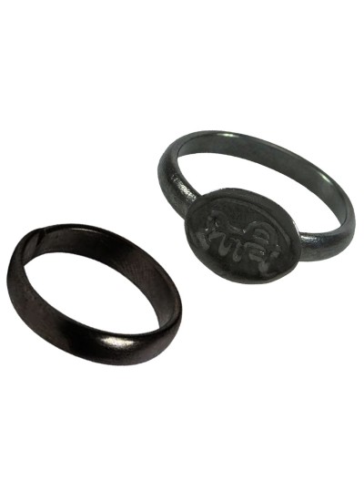 Black Horse shoe Iron Ring Shani Dosh Nivaran 2 pc Ring With Pisces (Meen)  Rashi Locket