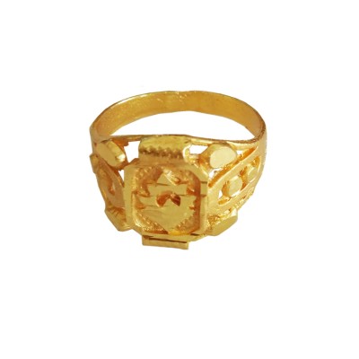 Menjewell Classic Collection Gold Flower Design Alloy figure Ring For Men & Boys