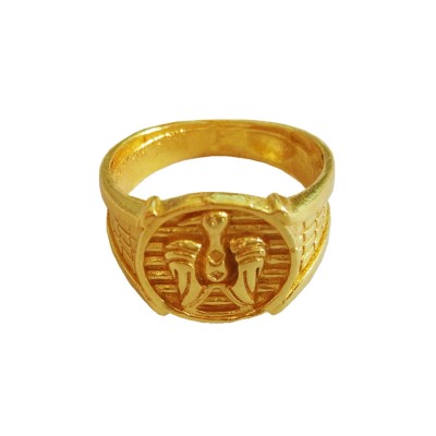 Gold Eagle Design In Round - Shape Religious Finger Ring For Men & Boys