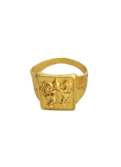 Gold Pawan Putra Hanuman/Bajarang Bali In Square Shape Design Ring For Men & Boys